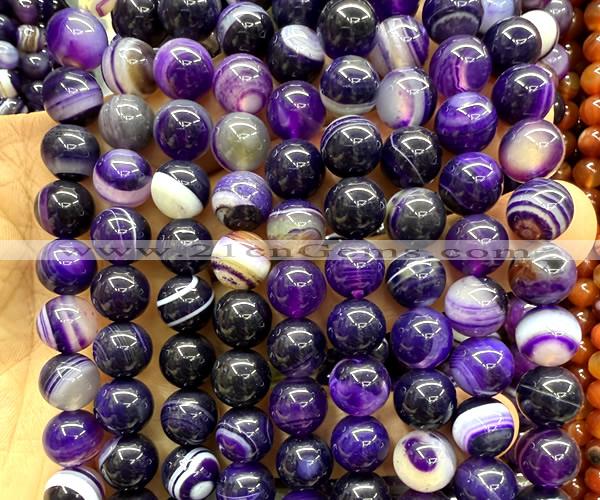 CAA6373 15 inches 10mm round purple banded agate beads wholesale