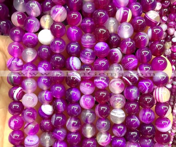 CAA6377 15 inches 8mm round fuchsia banded agate beads wholesale