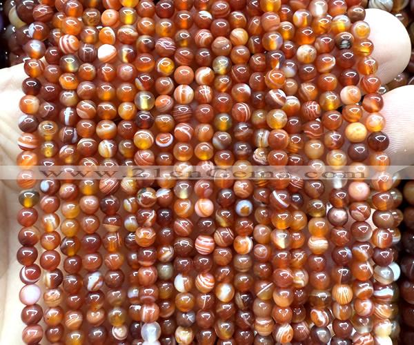 CAA6380 15 inches 4mm round red banded agate beads wholesale