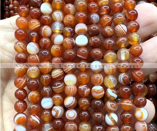 CAA6381 15 inches 6mm round red banded agate beads wholesale