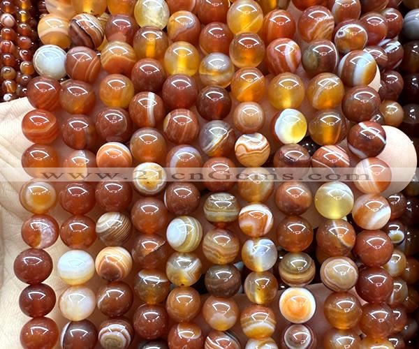 CAA6382 15 inches 8mm round red banded agate beads wholesale