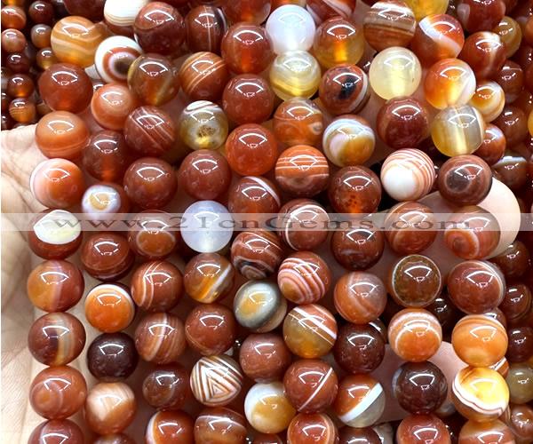 CAA6383 15 inches 10mm round red banded agate beads wholesale