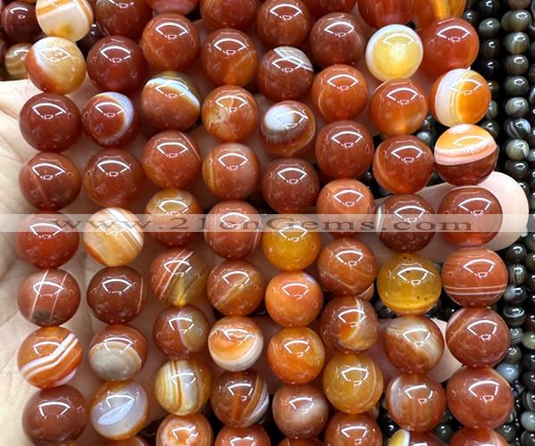 CAA6384 15 inches 12mm round red banded agate beads wholesale