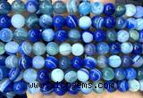 CAA6387 15 inches 8mm round blue banded agate beads wholesale