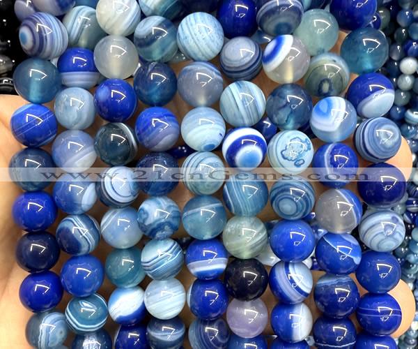 CAA6388 15 inches 10mm round blue banded agate beads wholesale