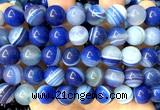 CAA6389 15 inches 12mm round blue banded agate beads wholesale