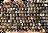 CAA6395 15 inches 4mm round coffee banded agate beads wholesale