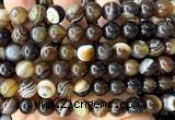 CAA6398 15 inches 10mm round coffee banded agate beads wholesale