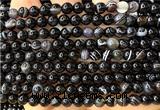 CAA6401 15 inches 6mm round black banded agate beads wholesale