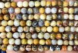 CAA6453 15 inches 6mm faceted round yellow crazy lace agate beads