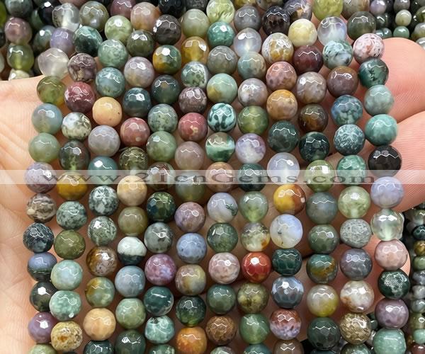 CAA6467 15 inches 6mm faceted round Indian agate beads wholesale