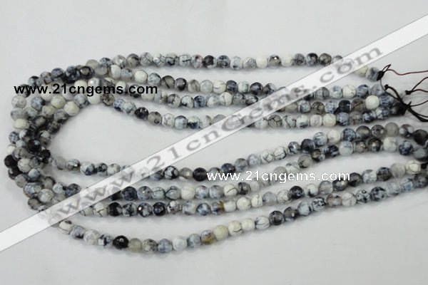 CAA709 15.5 inches 6mm faceted round fire crackle agate beads