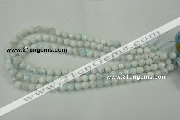 CAA710 15.5 inches 8mm faceted round fire crackle agate beads