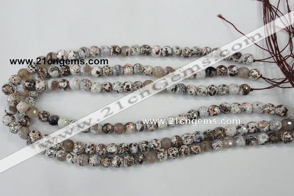 CAA711 15.5 inches 8mm faceted round fire crackle agate beads