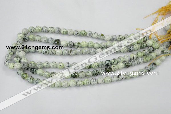 CAA712 15.5 inches 8mm faceted round fire crackle agate beads