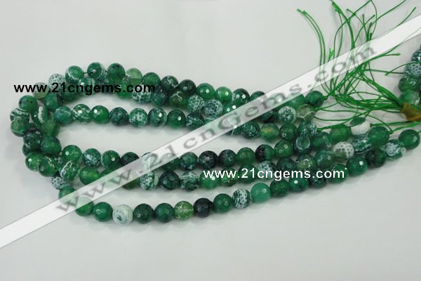 CAA713 15.5 inches 10mm faceted round fire crackle agate beads