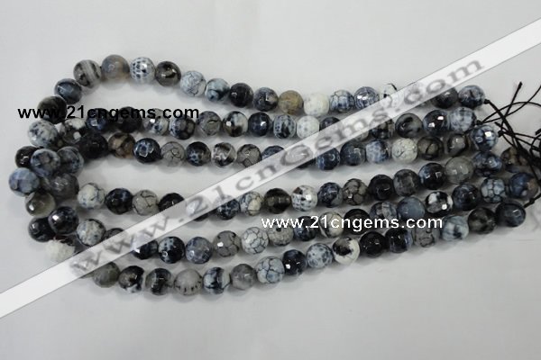 CAA716 15.5 inches 10mm faceted round fire crackle agate beads