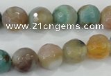 CAA719 15.5 inches 12mm faceted round fire crackle agate beads