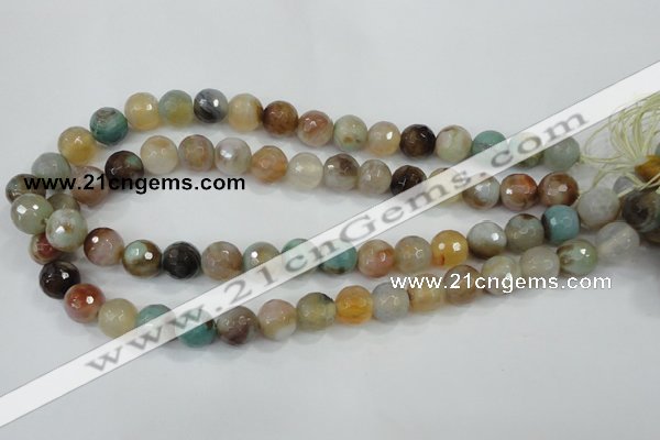 CAA719 15.5 inches 12mm faceted round fire crackle agate beads