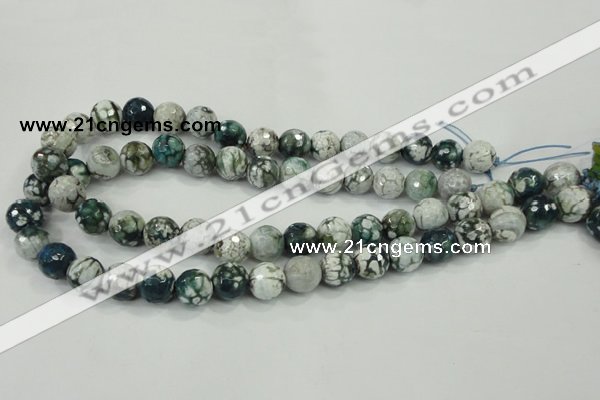 CAA720 15.5 inches 12mm faceted round fire crackle agate beads