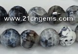 CAA721 15.5 inches 14mm faceted round fire crackle agate beads