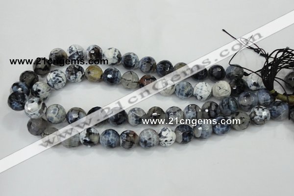 CAA721 15.5 inches 14mm faceted round fire crackle agate beads