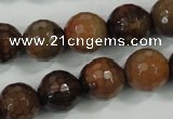 CAA722 15.5 inches 14mm faceted round fire crackle agate beads