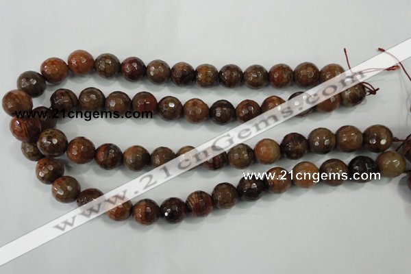 CAA722 15.5 inches 14mm faceted round fire crackle agate beads