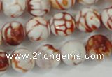 CAA723 15.5 inches 14mm faceted round fire crackle agate beads