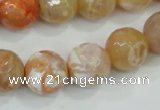 CAA727 15.5 inches 14mm faceted round fire crackle agate beads