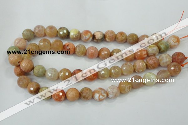 CAA727 15.5 inches 14mm faceted round fire crackle agate beads