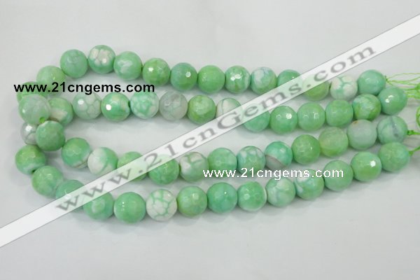 CAA728 15.5 inches 14mm faceted round fire crackle agate beads