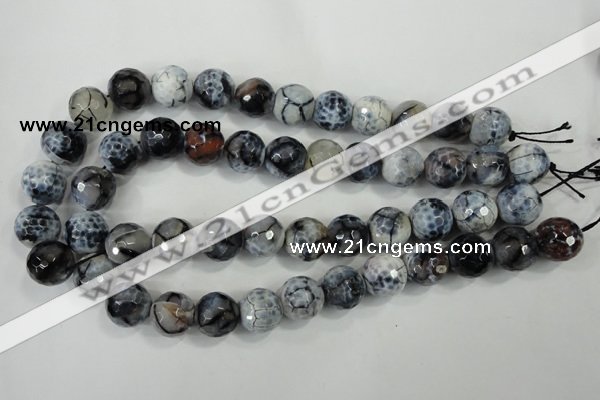 CAA730 15.5 inches 16mm faceted round fire crackle agate beads