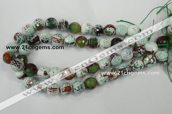 CAA731 15.5 inches 16mm faceted round fire crackle agate beads