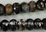 CAA732 10*14mm faceted rondelle fire crackle agate beads