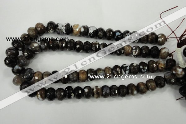 CAA732 10*14mm faceted rondelle fire crackle agate beads