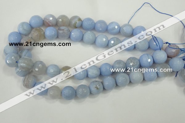 CAA739 15.5 inches 14mm faceted round blue lace agate beads wholesale