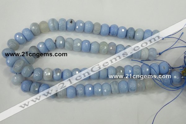 CAA742 15.5 inches 10*14mm faceted rondelle blue lace agate beads