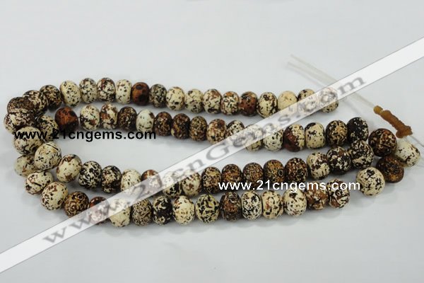 CAA755 15.5 inches 10*14mm rondelle wooden agate beads wholesale