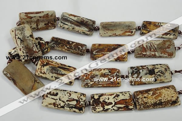 CAA757 15.5 inches 21*41mm rectangle wooden agate beads wholesale