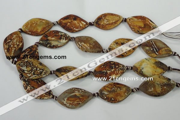 CAA759 15.5 inches 22*33mm twisted marquise wooden agate beads