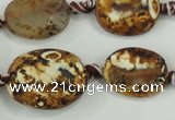 CAA760 15.5 inches 14*18mm twisted oval wooden agate beads