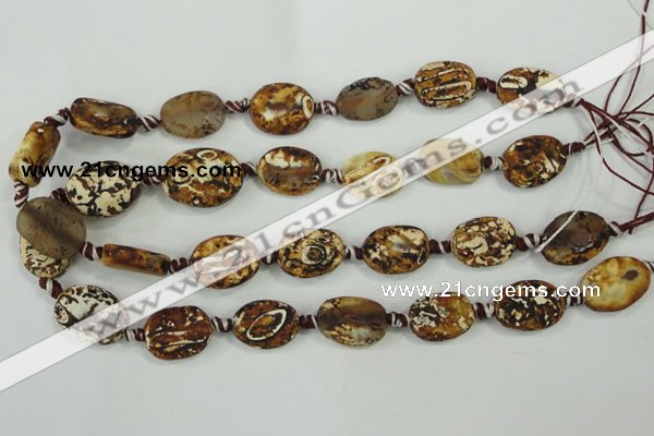 CAA760 15.5 inches 14*18mm twisted oval wooden agate beads