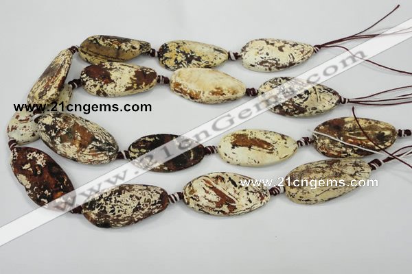 CAA761 15.5 inches 21*40mm twisted oval wooden agate beads