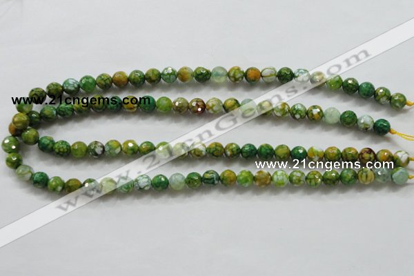 CAA790 15.5 inches 8mm faceted round fire crackle agate beads