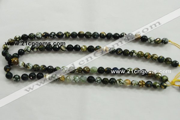 CAA792 15.5 inches 8mm faceted round fire crackle agate beads