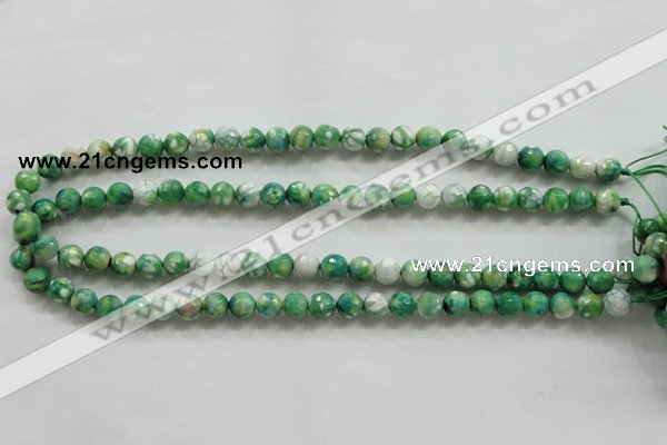 CAA793 15.5 inches 8mm faceted round fire crackle agate beads