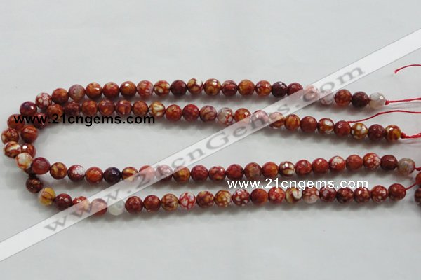 CAA794 15.5 inches 8mm faceted round fire crackle agate beads