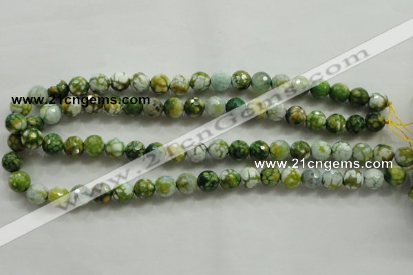 CAA801 15.5 inches 10mm faceted round fire crackle agate beads