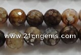 CAA802 15.5 inches 12mm faceted round fire crackle agate beads